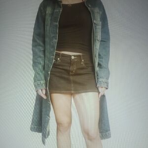 Y2k JDL Distressed Long Denim Jean Jacket Duster Coat